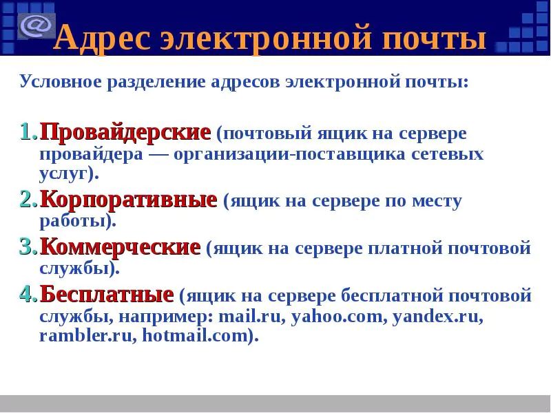 Презентация по информатике на тему: «Электронная почта» — 2026 Презентация по информатике на тему: «Электронная почта» — 2026.