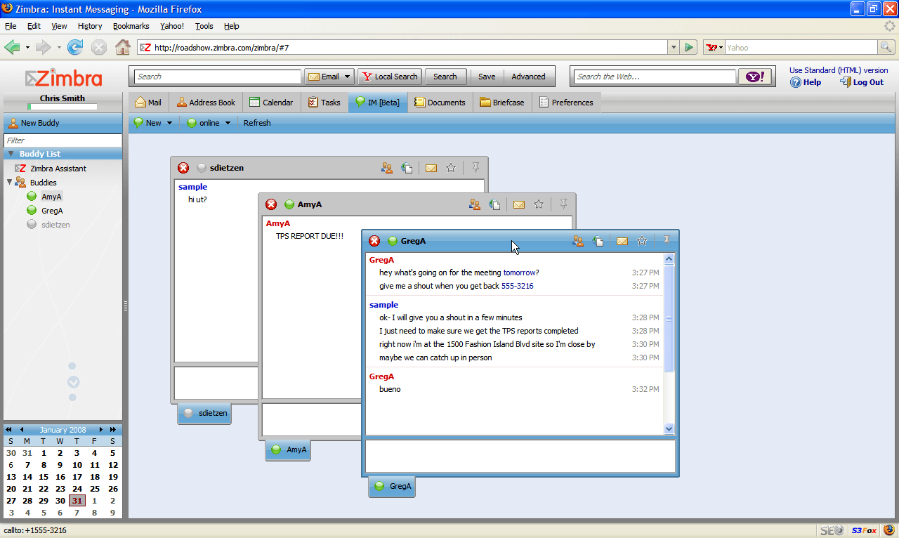 zimbra desktop root folder inbox