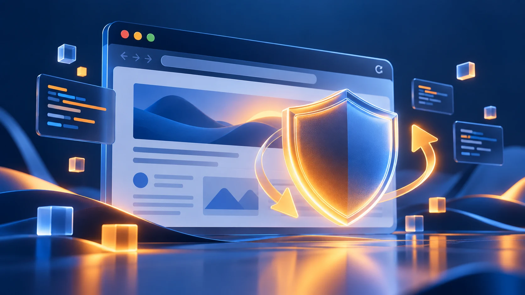 Firefox ESR 153.4.0: обновление безопасности от 29 сентября 2026 года Концептуальная иллюстрация защищённого браузера и установки обновлений