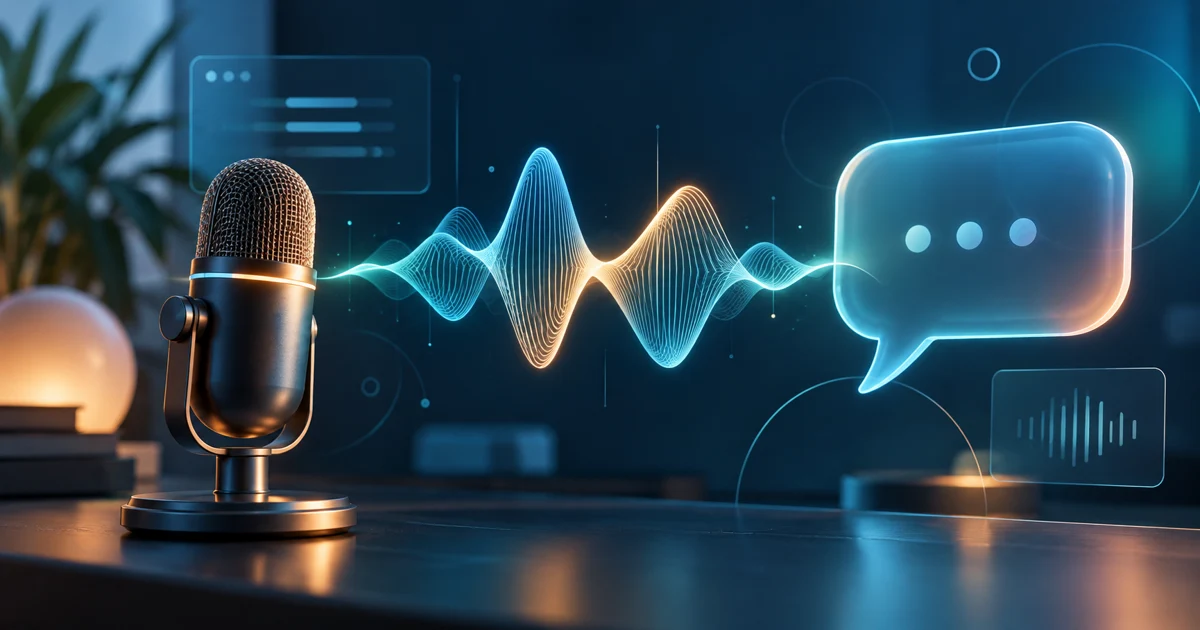 Grok Voice 3.0 вышла 14 октября 2026 года: цена и переход в API Концептуальная иллюстрация голосового ИИ: микрофон, звуковая волна и символ диалога